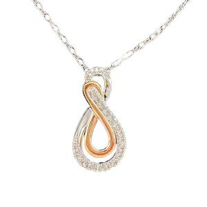 Beautiful 'Journey Together' Diamond Infinity Loop Necklace - Sterling w Gold